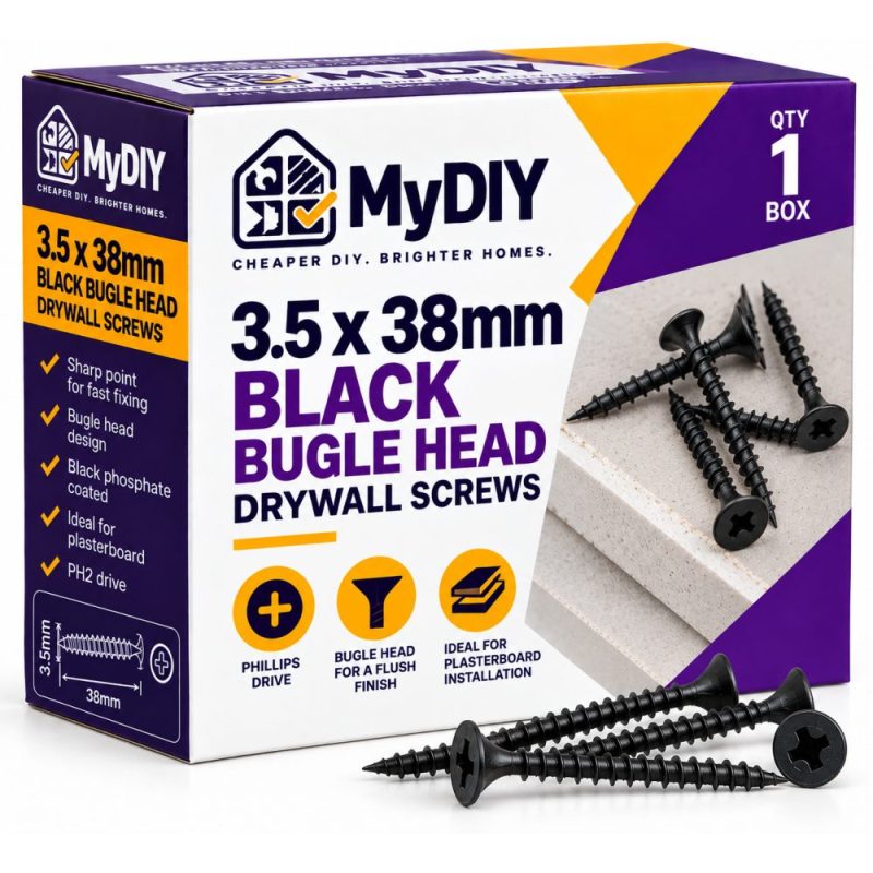 3.5 x 38mm Black Bugle Head Drywall Screws