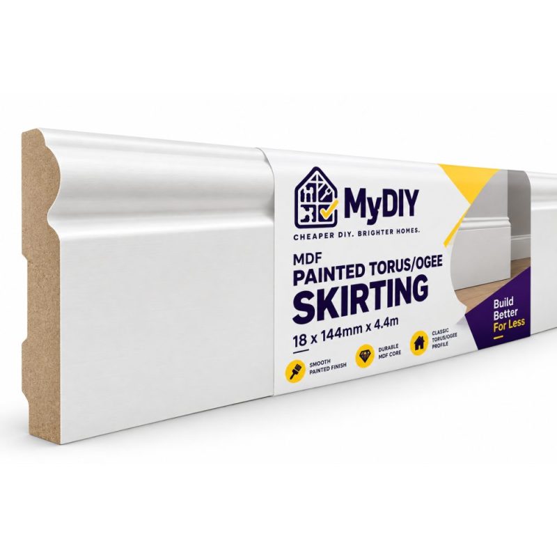 MDF Painted Torus/Ogee Skirting – 18mm x 144mm x 4.4m