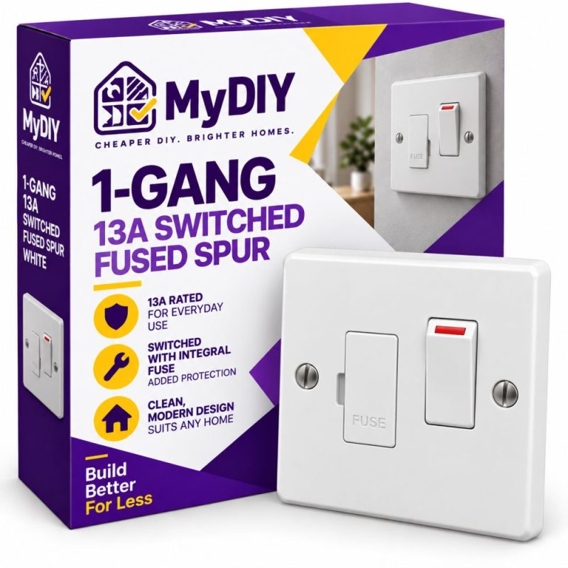 1-Gang 13A Switched Fused Spur in White